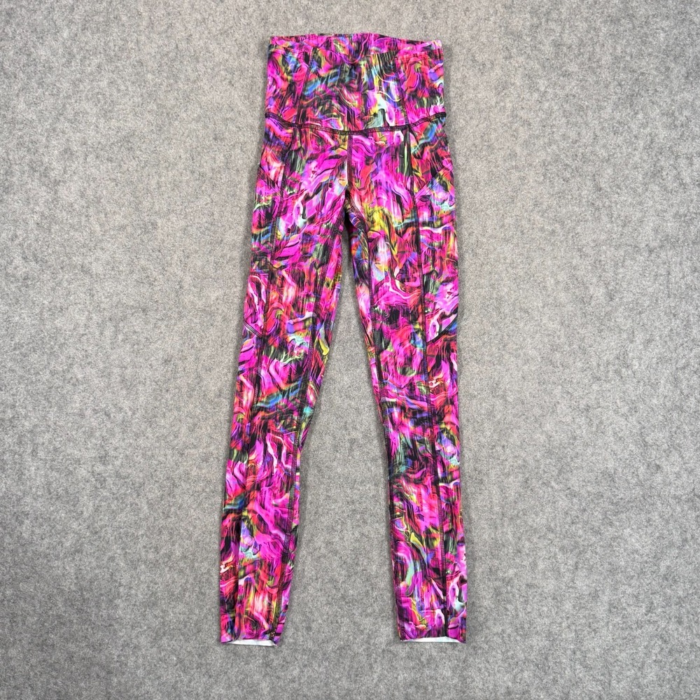 Lululemon Athletica Hyper Flow Pink Fast & Free High Rise Tights Women's Size 0